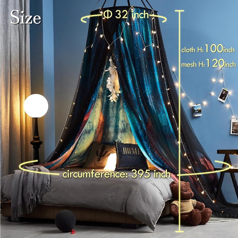 NEW Never Opened! Galaxy-Themed Bed Canopy with Lights - Picture 7 of 9